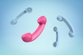 3d rendering of three blue and a pink retro telephone receivers on blue background Royalty Free Stock Photo