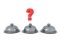 3D Rendering of three cloche platters with question mark above