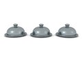 3D Rendering of three closed cloche serving platters