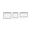 3D rendering of three different blank picture frames isolated on white background, copy space Royalty Free Stock Photo