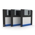3D Rendering of three floppy disks Royalty Free Stock Photo