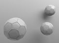 3d rendering. three leather footballs with gray wall as background Royalty Free Stock Photo