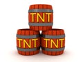 3D Rendering of three TNT black powder kegs