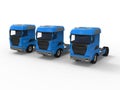 3D rendering - three trucks parked in a line Royalty Free Stock Photo