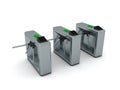 3D Rendering of three turnstyle gates Royalty Free Stock Photo