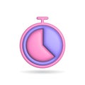 3d rendering time icon. Illustration with shadow isolated on white