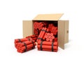 3d rendering of tnt dynamite sticks in carton box Royalty Free Stock Photo