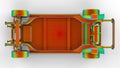 3D rendering - top view analysis of a car chassis Royalty Free Stock Photo