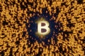 The golden Bitcoin sign with illuminate binary digital number background Royalty Free Stock Photo