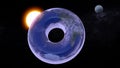 a torus or donut shape earth on the outer space