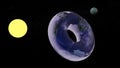 a torus or donut shape earth on the outer space