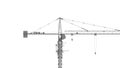 3D rendering of a tower crane construction engineering building lifting machinery isolated on white background.