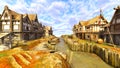 3D rendering of the townscape with canal