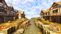 3D rendering of the townscape with canal