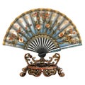 3D Rendering of a Traditional Chinese Hand Fan on Transparent Background - Ai Generated Royalty Free Stock Photo