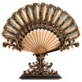 3D Rendering of a Traditional Chinese Hand Fan on Transparent Background - Ai Generated Royalty Free Stock Photo