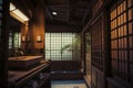 3d rendering of traditional japanese bathroom Royalty Free Stock Photo