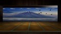 The 3d rendering traditional Japanese room open to view of beautiful colorful view