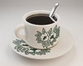 3d rendering traditional oriental style coffee Kopi O. Malaysian and Singapore style vintage floral pattern cup and plate se