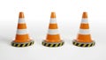 3d rendering of Traffic cones for caution and under construction concept on white background