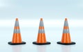 3D rendering of traffic cones, caution, warning, under construction, maintenance and attention concept