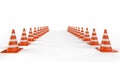 Traffic cones in a row