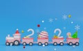 3d rendering train minimal theme Merry christmas and happy new year 2021