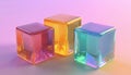 3d Rendering Of Translucent Gradient Cubes And Materials In A Digital Computerized Environment. A Visually Stunning