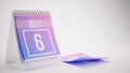 3D Rendering Trendy Colors Calendar on White - july 6
