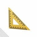 3d rendering triangle ruler isolated useful for education, knowledge, school and class