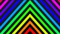 3D rendering. Triangular design with lines of multiple colors. Rainbow colored striped design. Design template with colored and