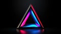 A 3D rendering of a triangular prism with glowing pink and blue facets. Royalty Free Stock Photo