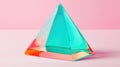 A 3D rendering of a triangular prism with a gradient color scheme. Royalty Free Stock Photo