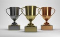 3D Rendering Trophies on white background