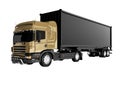 3d rendering truck tractor with black trailer on white background no shadow