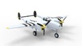 3d rendering of a twin tail world war 2 fighter airplane isolated in studio Royalty Free Stock Photo