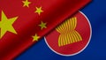 3D Rendering of two flags from China and Asean