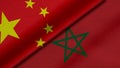 3D Rendering of two flags from China and Kingdom of Morocco