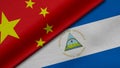 3D Rendering of two flags from China and Republic of Nicaragua