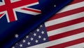 3D Rendering of two flags from Commonwealth of Australia and State of United States of America Royalty Free Stock Photo