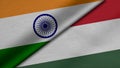 3D rendering of two flags of India and Hungary