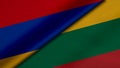 3D Rendering of two flags from Republic of Armenia and Republic of Lithuania