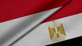 3D Rendering of two flags from Republic of Indonesia and Arab Republic of Egypt together with fabric texture, bilateral relations