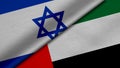 3D Rendering of two flags from State of Israel and United Arab Emirates