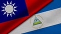 3D Rendering of two flags from Taiwan and Republic of Nicaragua