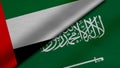 3D Rendering of two flags of United Arab Emirate and Saudi Arabia