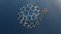 3D rendering - two latticed metal balls symbolizing the Earth and the Moon Royalty Free Stock Photo