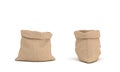 3d rendering of two open canvas sacks, one sack in front view and another in side view on white background. Royalty Free Stock Photo