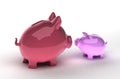 3d Rendering of two Piggy Bank on white with soft natural shadow