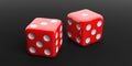 3d rendering two red dice, black background Royalty Free Stock Photo